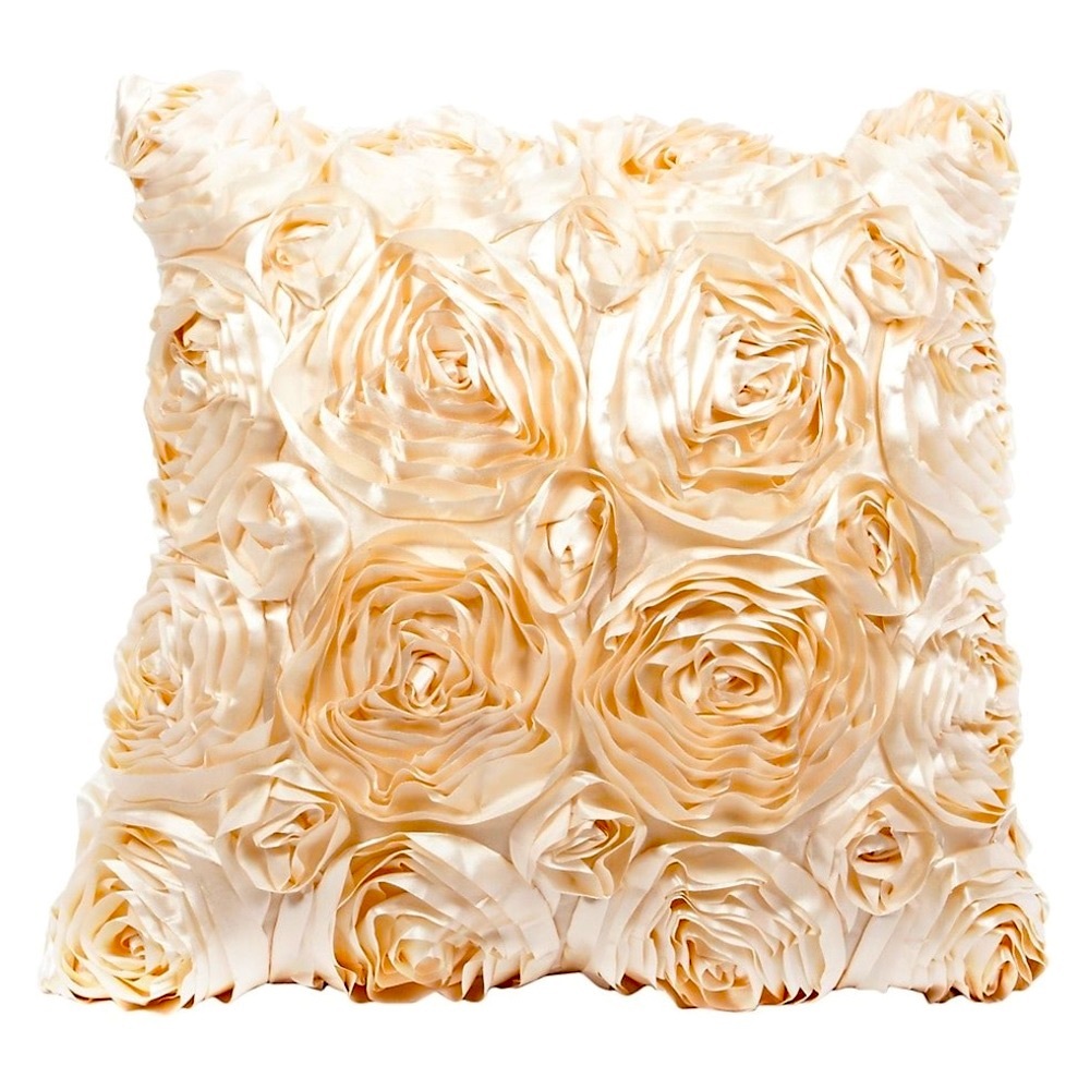 NWT Shabby Chic Rose 3D Satin Accent Cushion
